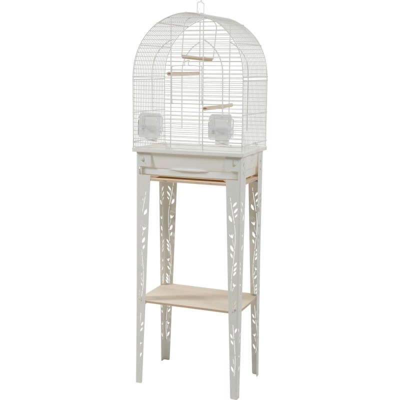 Cage Oiseau Chic Patio S Blanc + Meuble