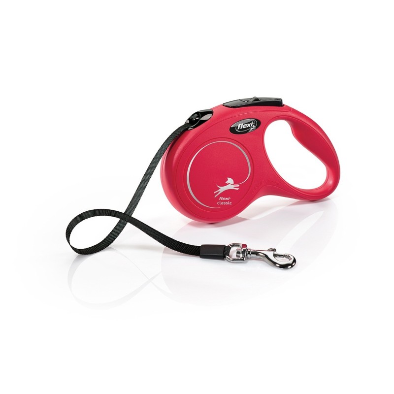 Flexi 1 Compact S Sangle Rouge 5 Mètres - Laisse enrouleur rouge pour chien avec sangle