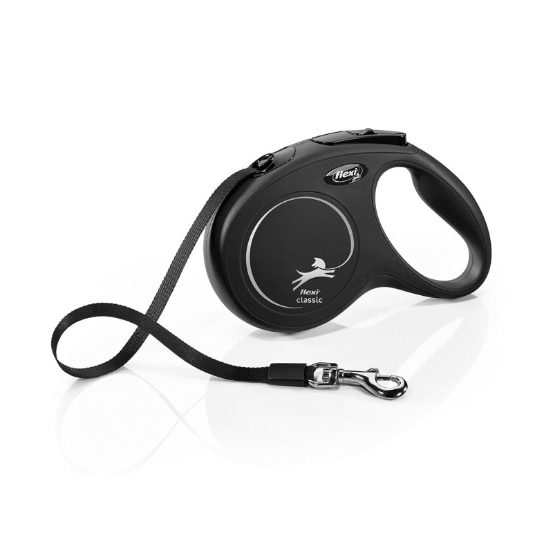 Flexi 2 Compact M Medium Noir 5 Metres - Laisse enrouleur noire pour chien avec sangle