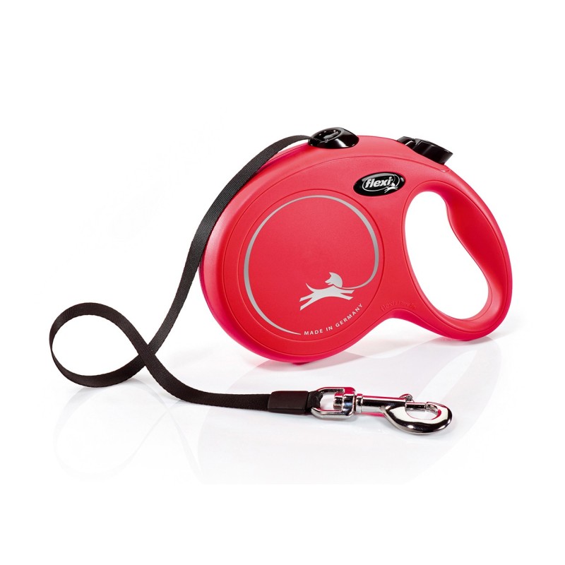 FLEXI 3 COMPACT ROUGE 5 metres - Laisse enrouleur noire avec sangle