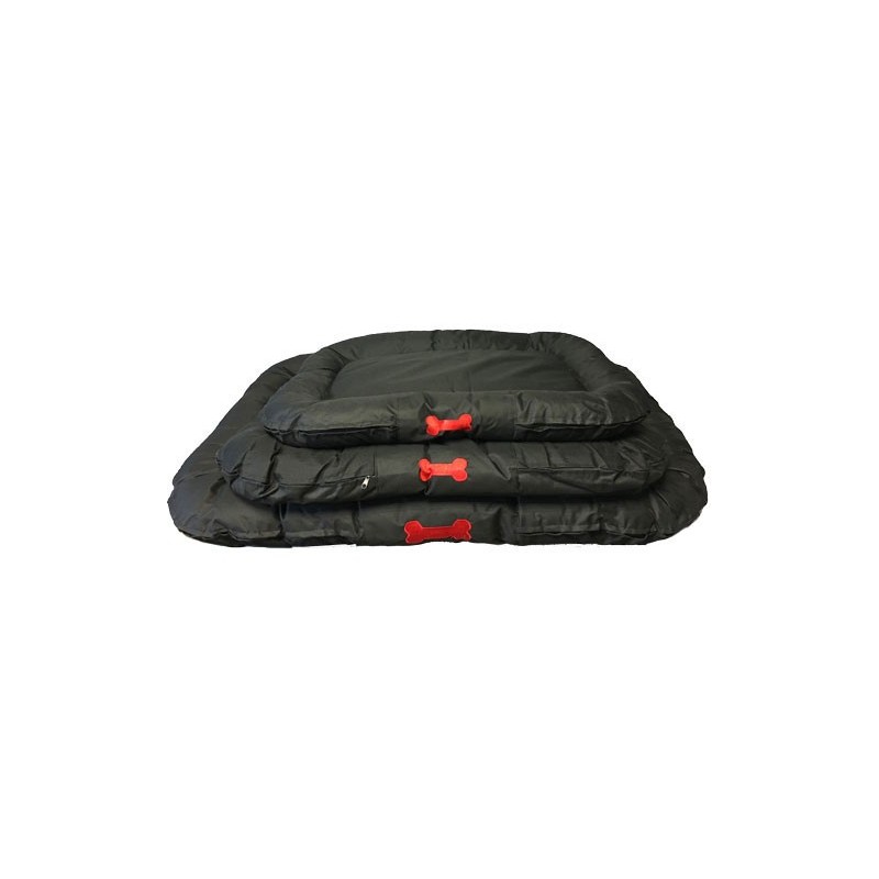 Matelas Outdoor 120x80cm Noir Avec Broderie Os Rouge - Coussin pour chiens