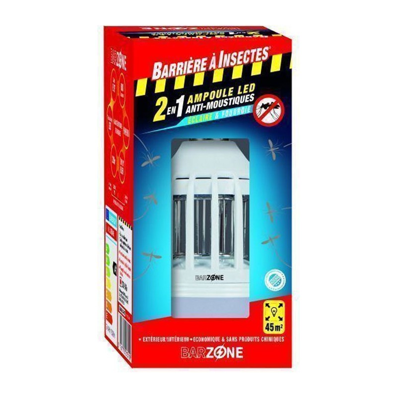 BARZONE AMPOULE LED ANTI-MOUSTIQUES 2 EN 1