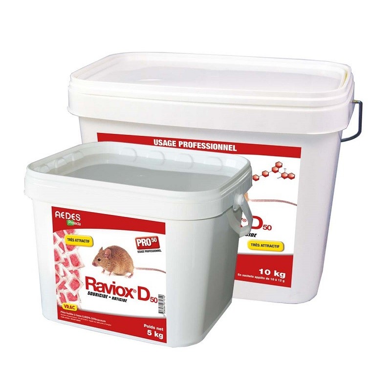 RAVIOX D50 seau 10 kg  Pate rge (Difenacoum 50)