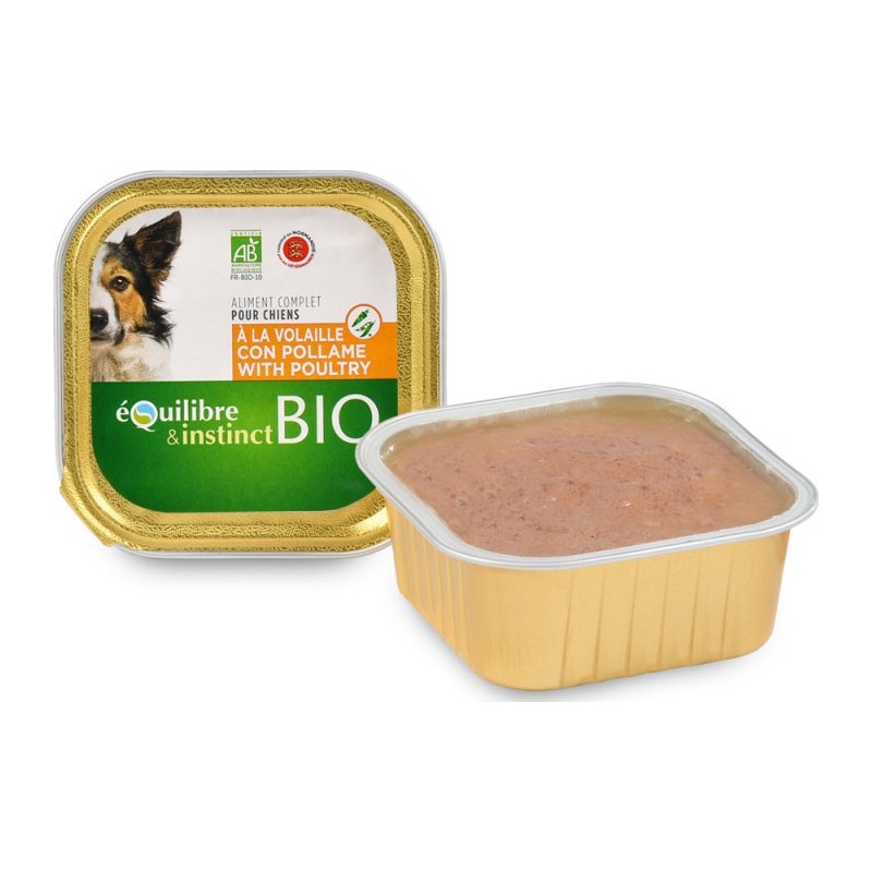 Pâtée pour chiens BIO riche en volaille - Equilibe et Instinct - 150g