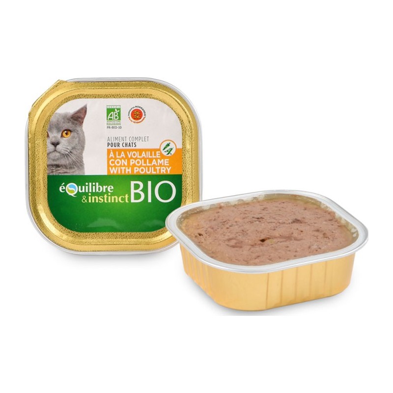 Pâtée pour chats adultes BIO riche en volaille - Equilibre et Instinct - 100g