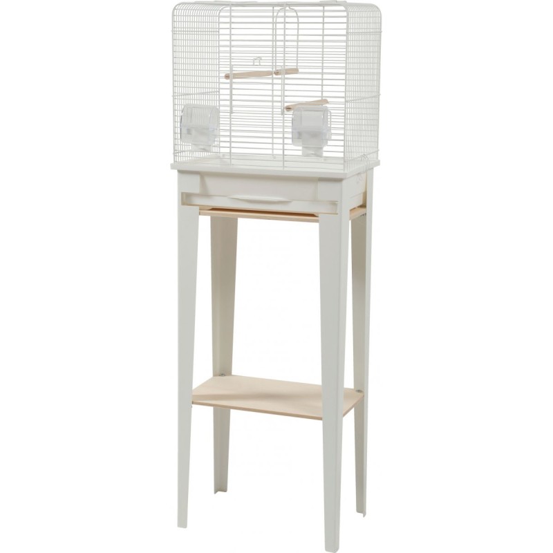 Cage Oiseau Chic Loft S Blanc + Meuble