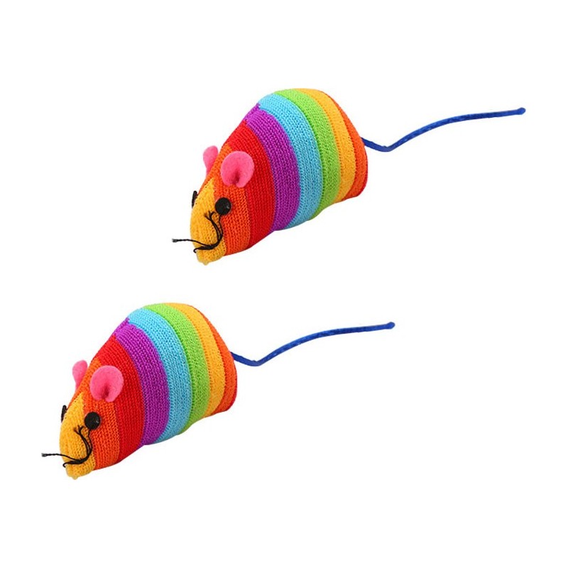 Jouet Chat lot de 2 Souris Arc en Ciel