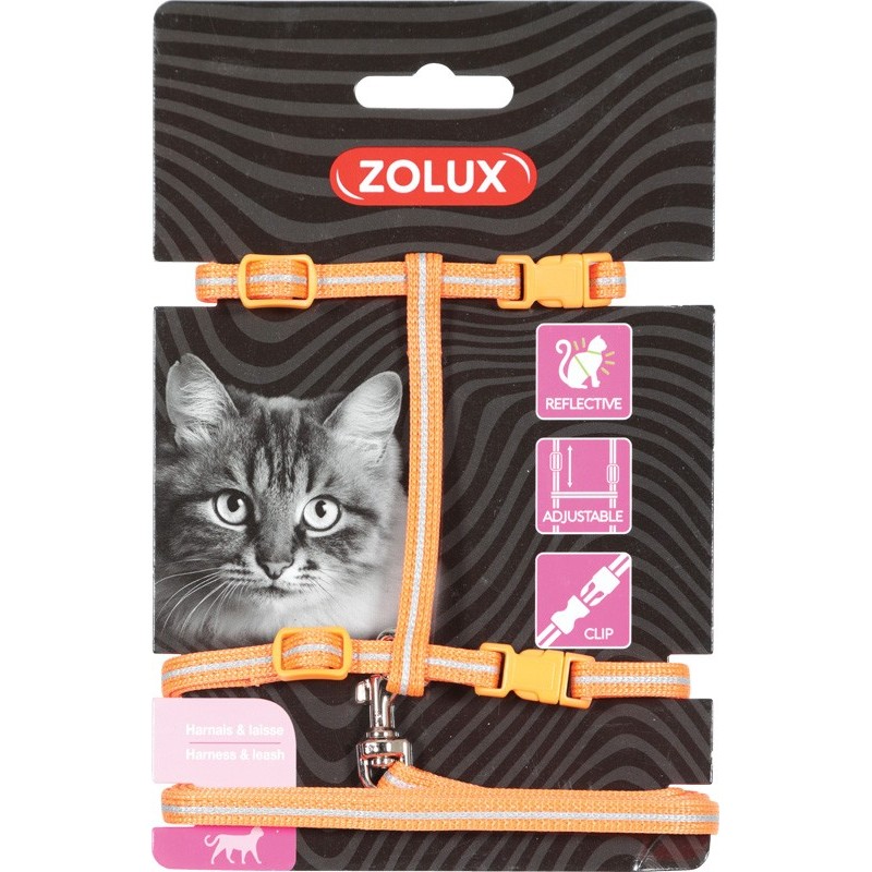 HARNAIS + LAISSE CHAT 10mm ORANGE