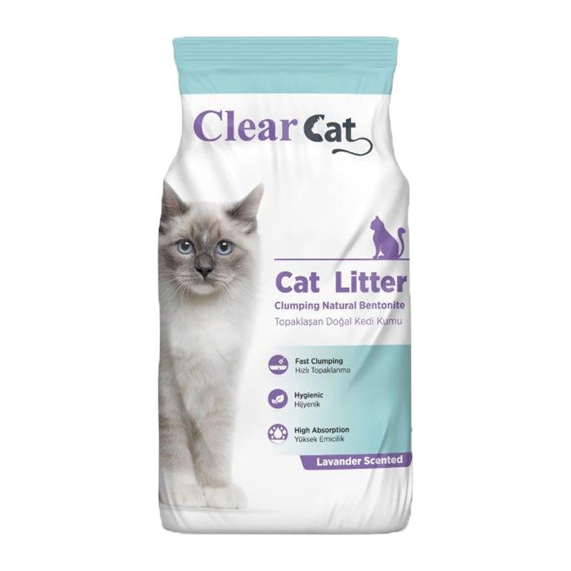 Litière Clear Cat Agglomérante Lavande 10Kg