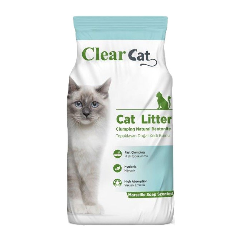 Litière Clear Cat Agglomérante Savon de Marseille 10 Kg