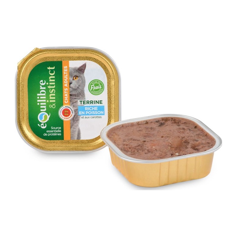 Terrine pour chats adultes riche en poisson - Equilibre et Instinct - 100g