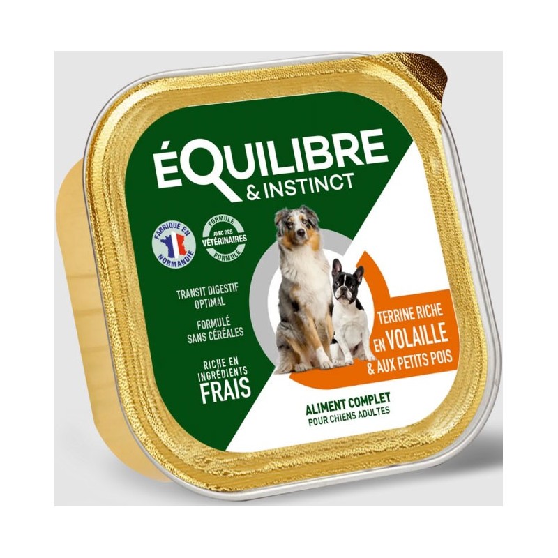 Terrine pour chiens adulte Riche en volaille barquette 300g