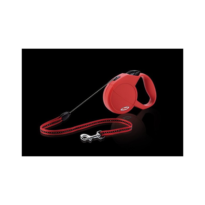 Flexi 1  S Small 5 Mètres ROUGE - Laisse enrouleur rouge en cordon pour chien