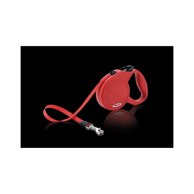 Flexi 1 Compact S Sangle Rouge 5 Mètres - Laisse enrouleur rouge pour chien avec sangle