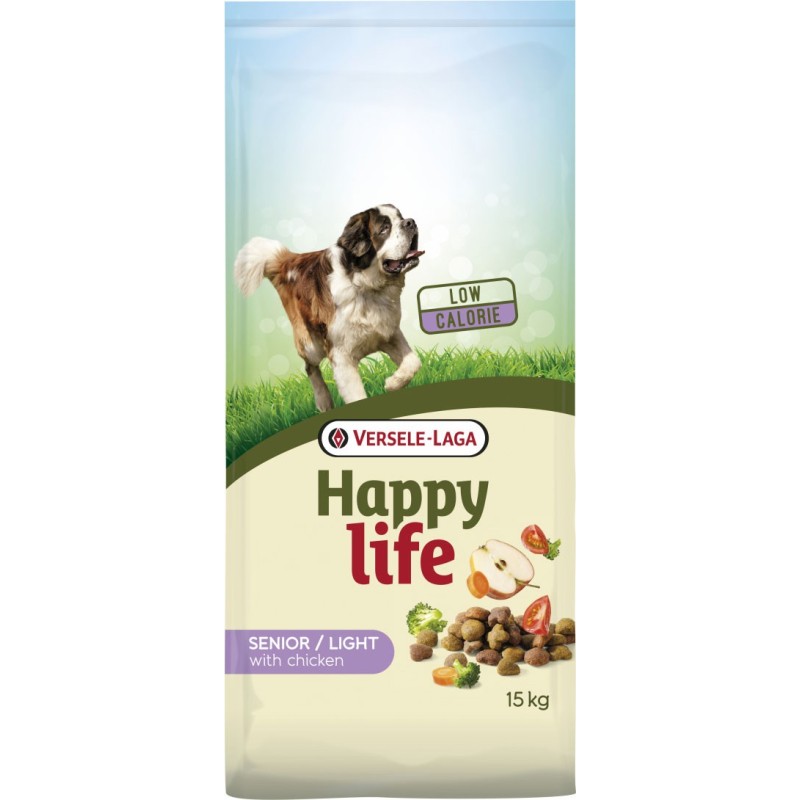 Senior/Light Poulet 15Kg - Happy Life - Croquettes chiens seniors